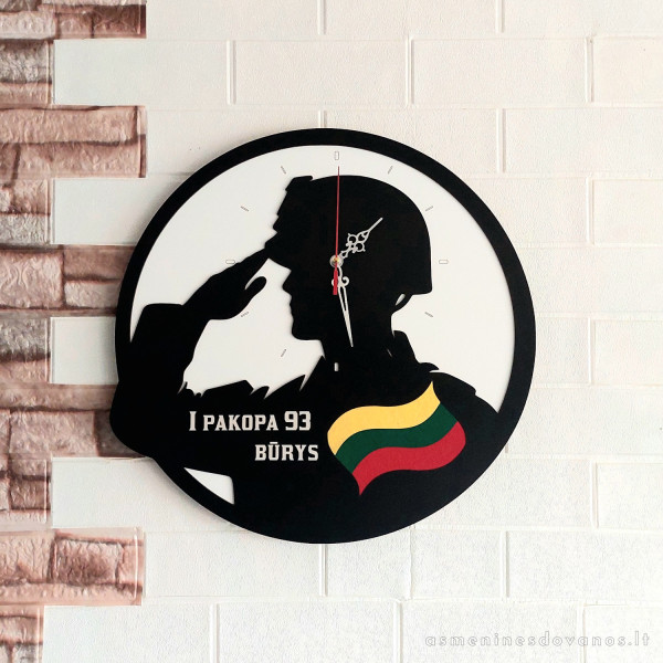 Sieninis laikrodis puiki dovana kariui, 45 centimetrų skersmens. Juodos spalvos