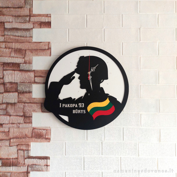 Sieninis laikrodis puiki dovana kariui, 45 centimetrų skersmens. Juodos spalvos