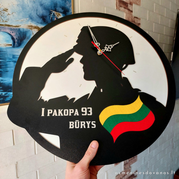 Sieninis laikrodis puiki dovana kariui, 45 centimetrų skersmens. Juodos spalvos