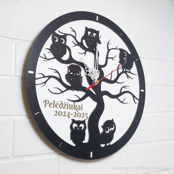 Sieninis laikrodis pelėdžiukai, tinka mokyklos klasei papuošti, ar darželiui.