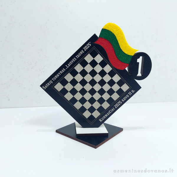 Apdovanojimas, statulėlė šaškių varžybų nugalėtojams. Su graviruotu tekstu.