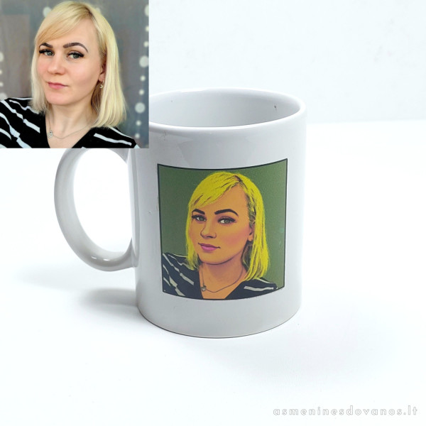 Puodelis su animuota jūsų profilio nuotrauka. Animuojame nuotrauką ir spausdiname ant balto puodelio.