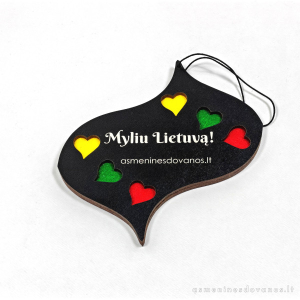 Kvapas automobiliui su Lietuvos vėliava. Kvėpinta su eteriniu aliejumi, graviruojamas, Lietuvos trispalvė