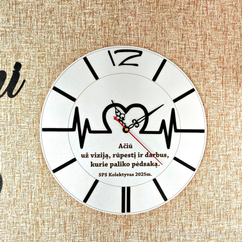 Sieninis laikrodis "Pulsas" puiki dovana daktarui, 35 centimetrų skersmens. Auksinės rodyklės Sieninis laikrodis "Pulsas" puiki dovana daktarui, 35 centimetrų skersmens. Auksinės rodyklės