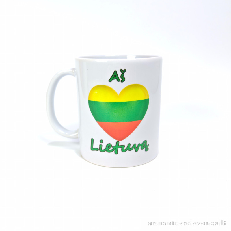 Puodelis su Lietuvos trispalve. Puodelis su Lietuvos trispalve.