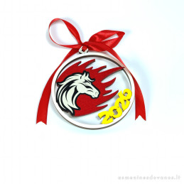 Kalėdinis žaisliukas 2026 ugninio arklio metams, ant eglutės burbulas