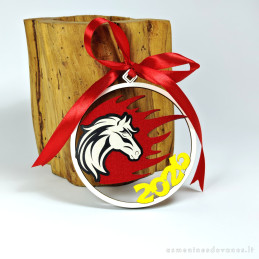 Kalėdinis žaisliukas 2026 ugninio arklio metams, ant eglutės burbulas