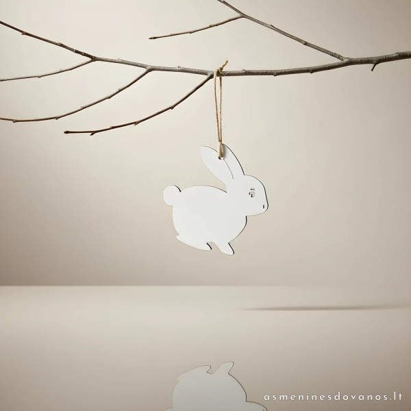 Pakabukas triušis, galima dekoruoti velykinius dirbinius, ar kitoms progoms. Patvarus.