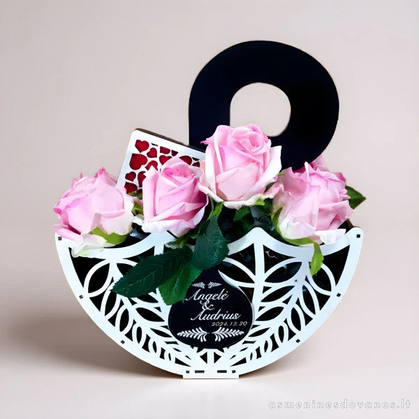 Krepšelis skėčio formos dovanų dekoravimui, graviruojamas jūsų tekstas