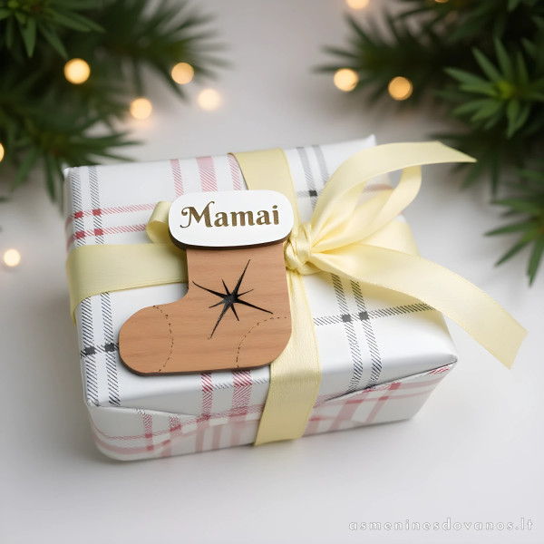 Graviruota etiketė Kalėdinėms dovanoms graviruota kojinė