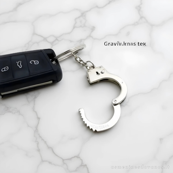 Raktų pakabukas su antrankiai. Dekoratyvinis antrankų pakabukas