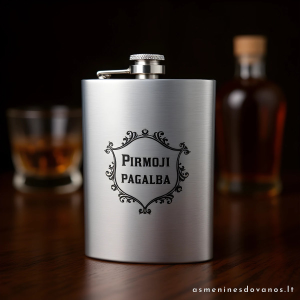 Graviruota nerūdijančio plieno gertuvė su graviruotu tekstu 240 ml.