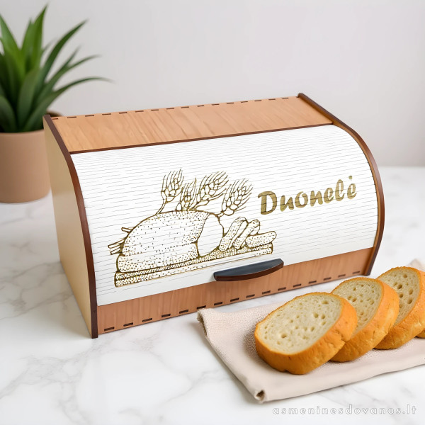 Dėžutė duonai laikyti - duoninė su graviruotu tekstu