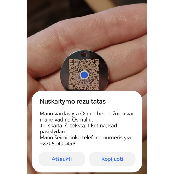 ID metalinis Pakabukas šunims, katėms, su graviruotu tekstu. Pėdutė. Tvirtas metalas, graviruojamas lazeriu.