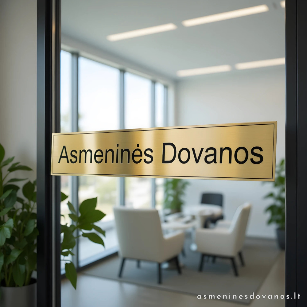Informacinė lentelė su graviruojamu tekstu iš metalizuoto plastiko