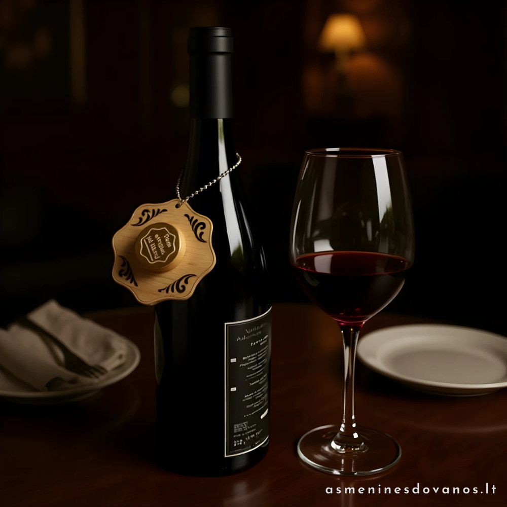 Graviruotas kamštis užkimšti butelį kuriame liko neišgerto gėrimo