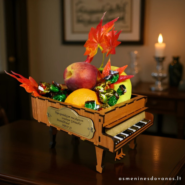 Krepšelis pianino formos dovanų dekoravimui, graviruojamas  tekstas