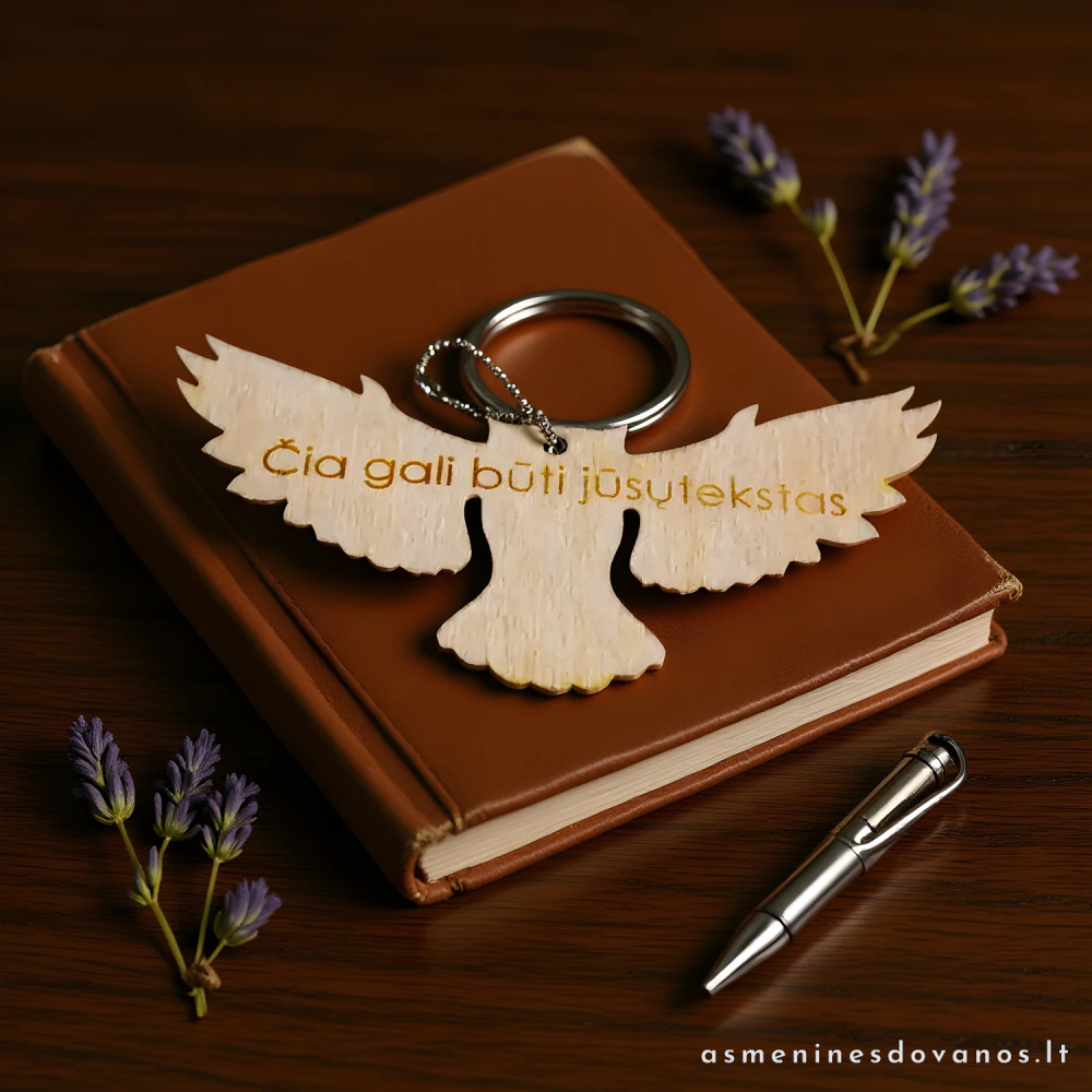 Medinis pakabukas - pelėda su graviruotu tekstu