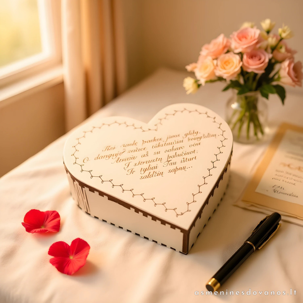 Medinė dėžutė širdelės formos
