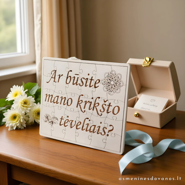 Dėlionė, ant kurios galite iš graviruoti norimą tekstą,