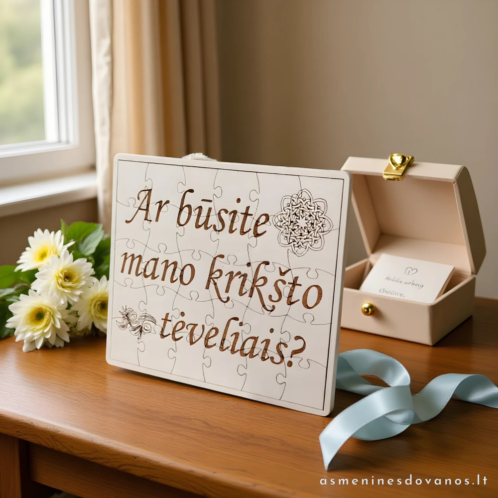 Dėlionė, ant kurios galite iš graviruoti norimą tekstą,