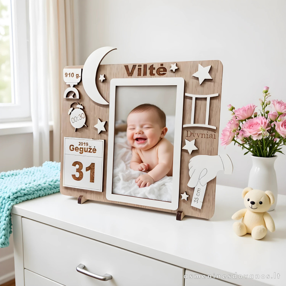 Gimimo metrikas graviruotas su jūsų duomenimis pagal užsakymą