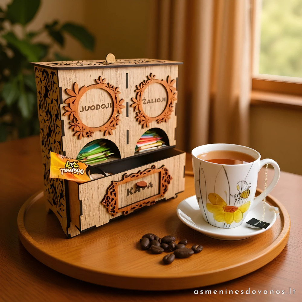 Namukas dviejų skirtingų skonių arbatai su papildomu stalčiuku