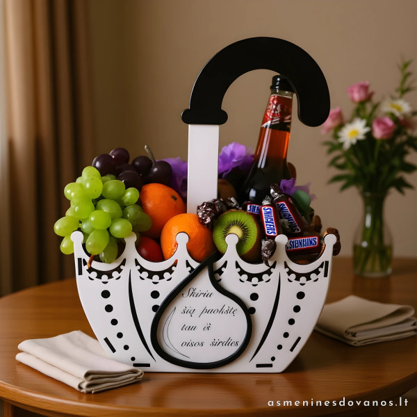 Krepšelis skėčio formos dovanų dekoravimui, graviruojamas jūsų tekstas