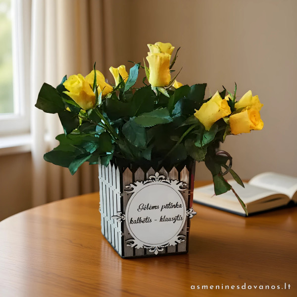 Tvorelė jūsų gėlės vazonui dekoruoti, graviruojamas teskstas