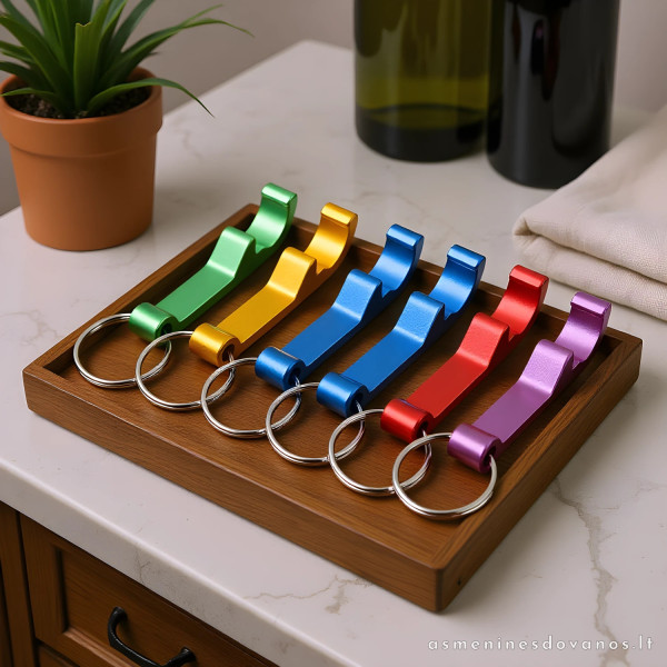 Spalvotas raktų pakabukas atidarytuvas. Spalvų pasirinkimas