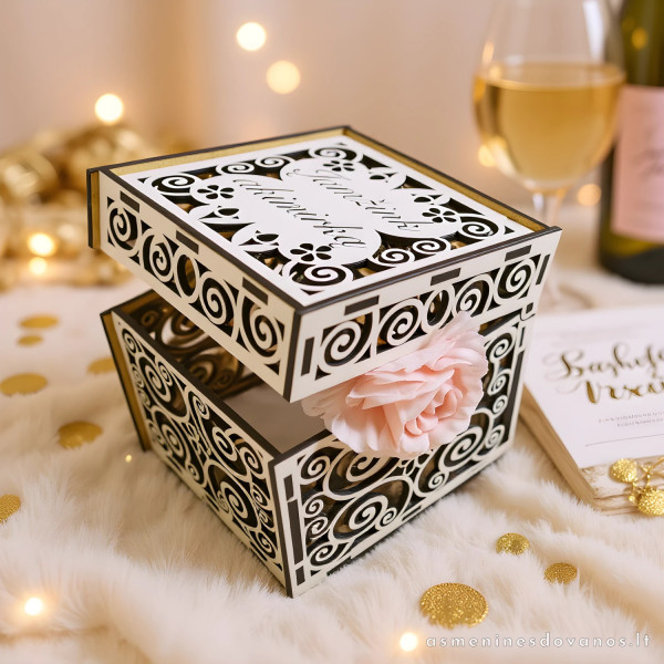 Graviruota dėžutė palinkėjimas ir kitoms smulkmenoms dėti, balta