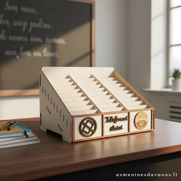 Dėžutė skirta sudėti išmaniesiems telefonams, 30 skyrelių.