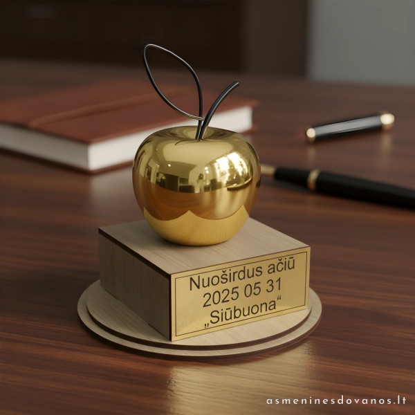 Graviruotas apdovanojimas - padėka, tėveliams ar mokytojui. Obuoliukas