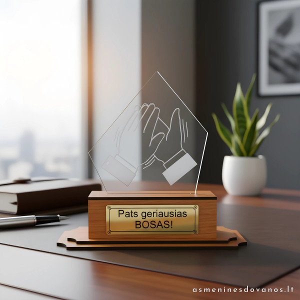 Graviruotas apdovanojimas boso dienos proga, tinka ir darbuotojams.