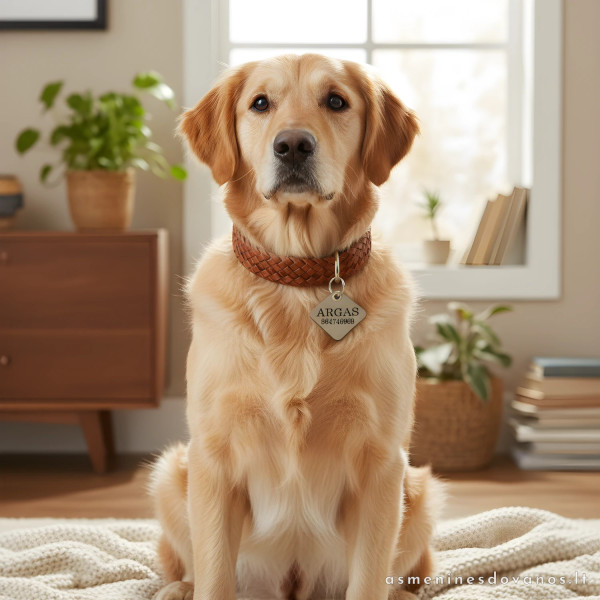 Odinis pakabukas šunims ir katėms. Graviruotas telefono numeris vardas