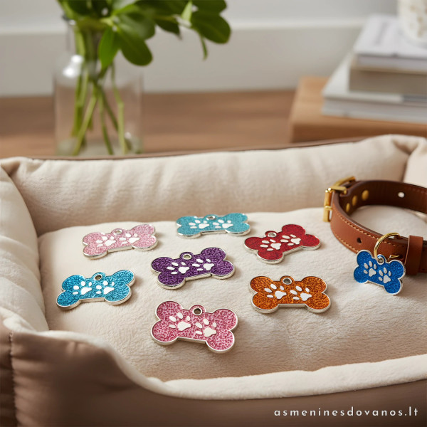 ID metalinis Pakabukas šunims, katėms, su graviruotu tekstu.