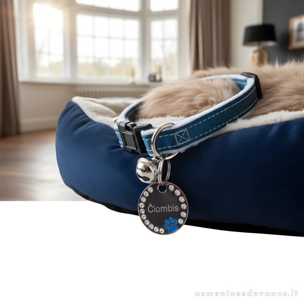 ID metalinis Pakabukas šunims, katėms, su graviruotu tekstu. Pėdutė.