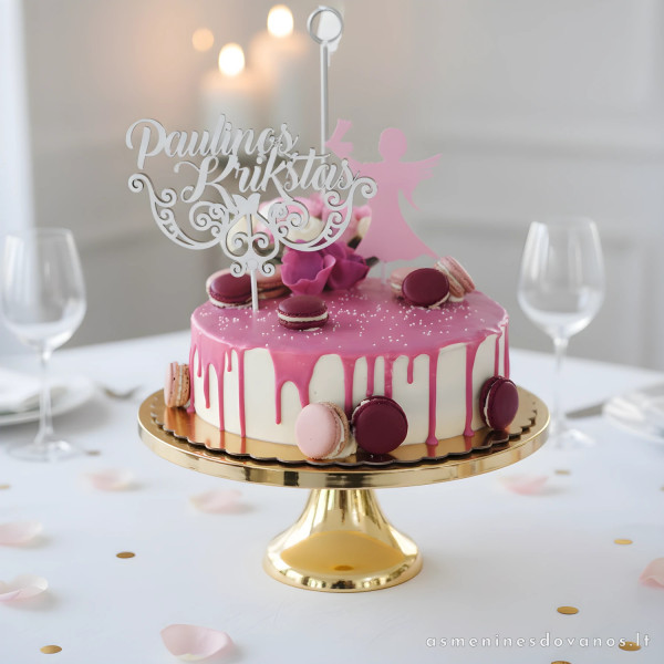 Lazeriu pjautas žodis dekoravimui, torto papuošimas, su vardu.