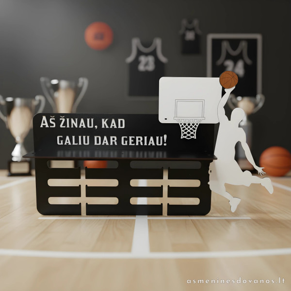 Medalių kabykla krepšininkams, futbolininkams. Graviruojamas tekstas.