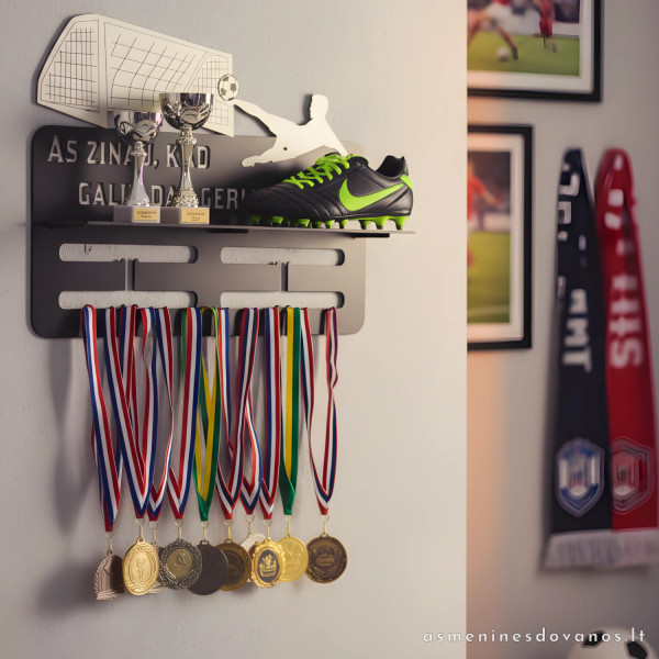 Medalių kabykla, futbolininkams. Graviruojamas tekstas.