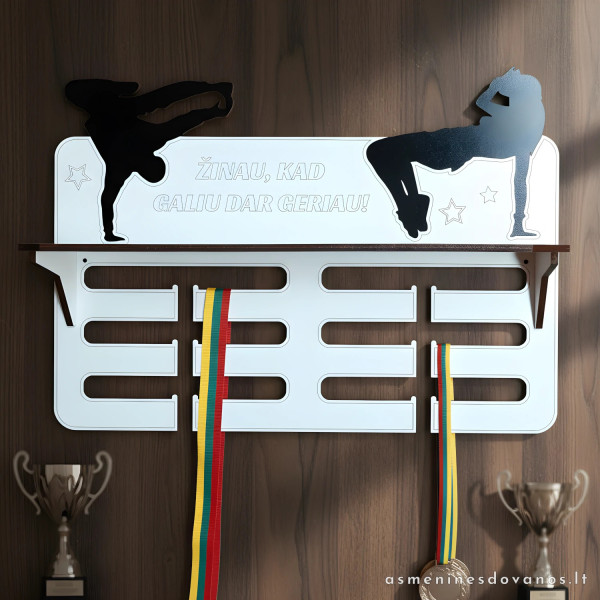 Medalių kabykla šokėjams - gatvės šokiai, dekoruota šokėjais, breiko šokėjais su tekstu.