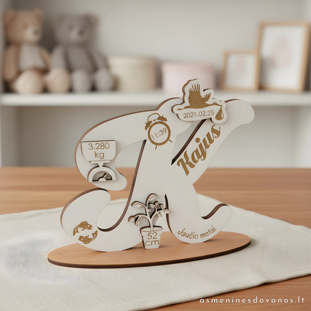 Ideali dovana vaiko gimimo proga - krikštynoms, metrikas raidė