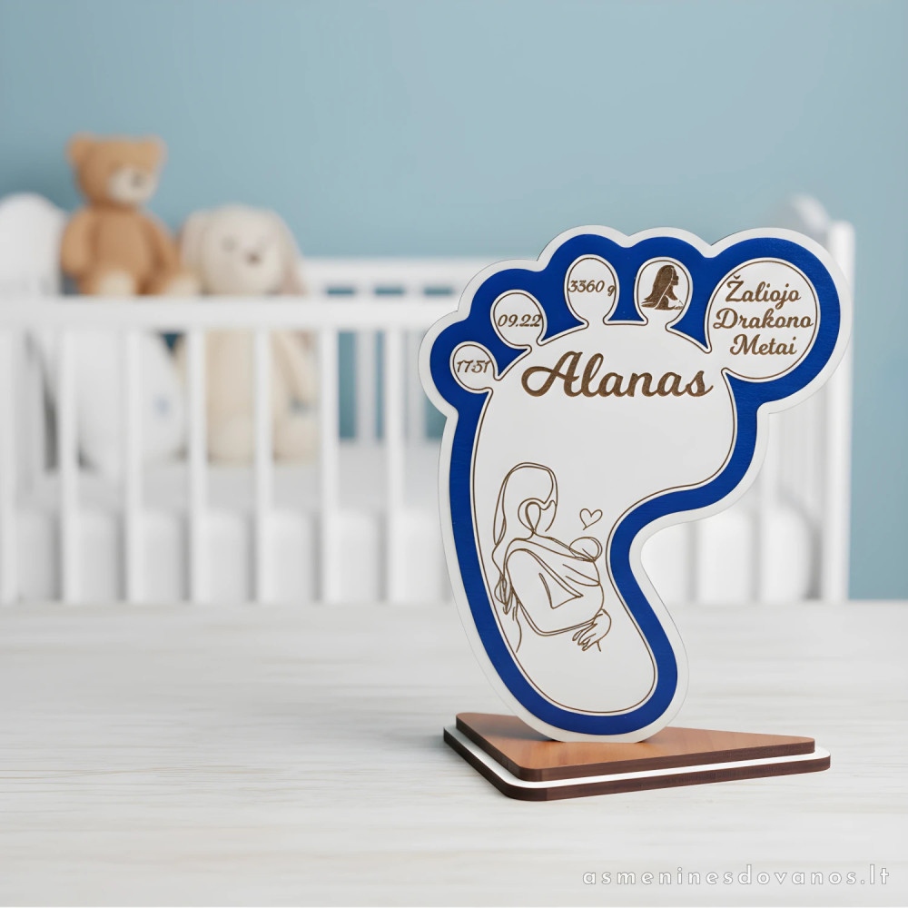 Ideali dovana vaiko gimimo proga - krikštynoms, metrikas pėdutės formos