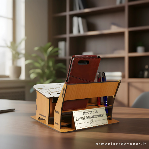 Stalo organizatorius mokytojui, puiki dovana, graviruota, rašikliams