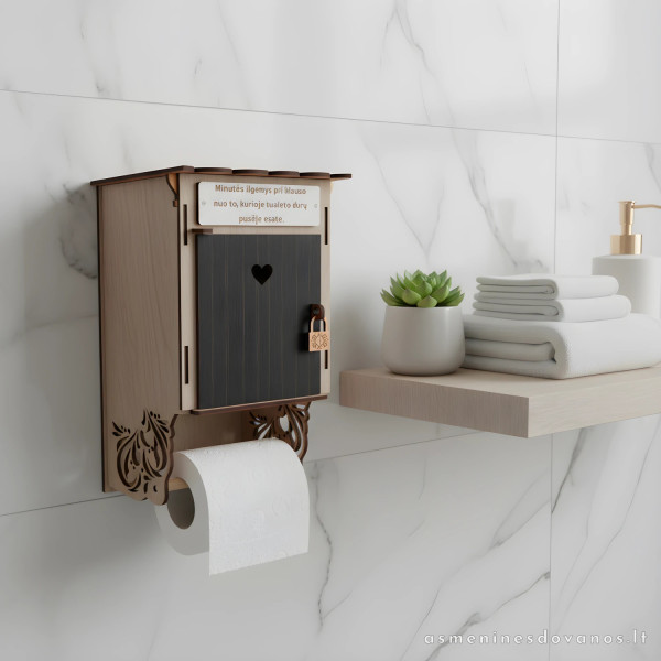 Orginalus tualetinio popieriaus laikiklis, graviruotas tekstas