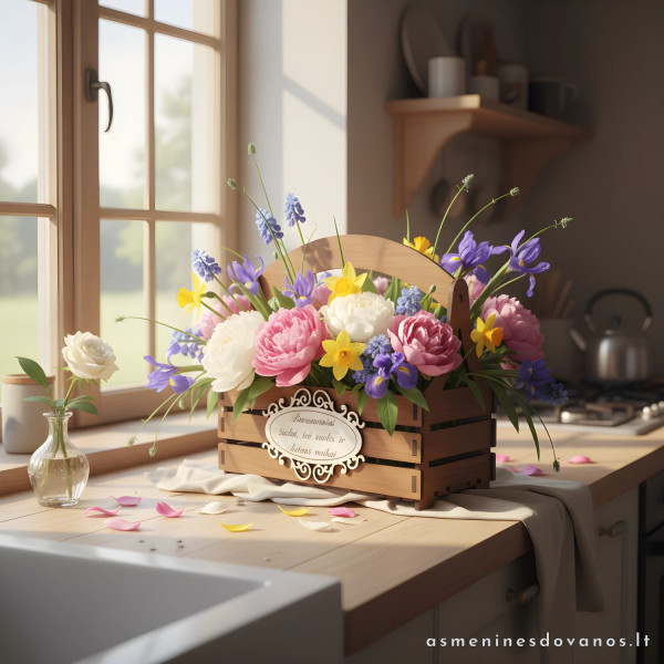 Krepšelis, gaminti puokštėms, dėti dovanas, dekoruoti šventes