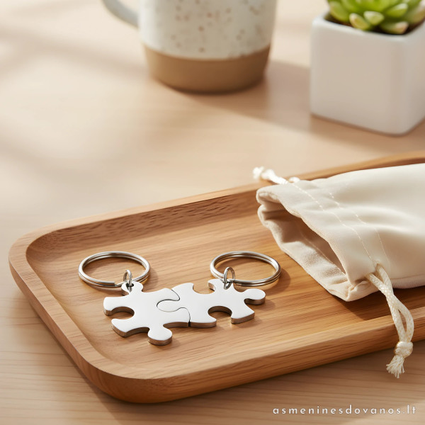 Raktų pakabukas metalinė dėlionės detalė. Geriausiems draugams.