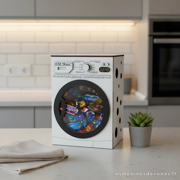 Graviruota dėžutė skalbimo mašinos formos dekoracija dėžutė skanėstams