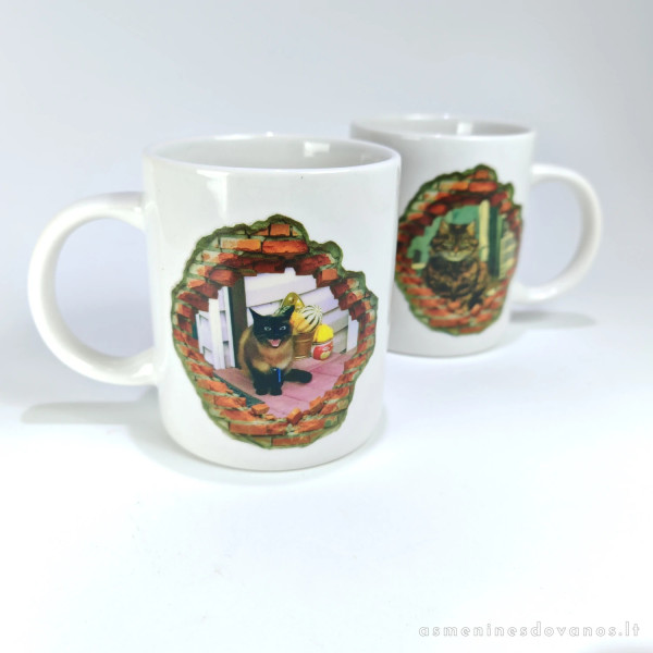 Puodelis su animuota jūsų augintinio nuotrauka. Animuojame nuotrauką ir spausdiname ant balto arba juodo puodelio.