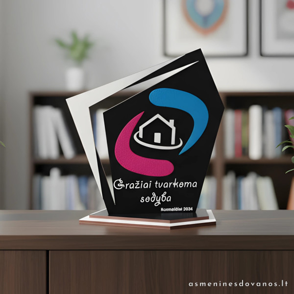 Apdovanojimas papuoštas spalvotais meteorais, graviruojamas atvaizdas.